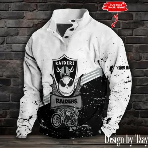 Las Vegas Raiders Buttoned Collar Sweatshirt New Design 2025 S9DBSCH2076