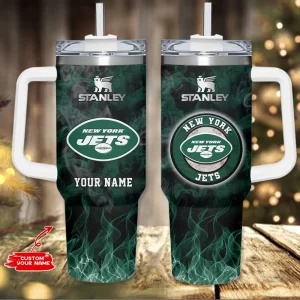 New York Jets NFL Metal Style Custom 40oz Stanley Tumbler AZC40OZT824