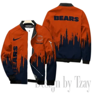 Chicago Bears Full Zip Bomber Jacket For Men AZCBJ286