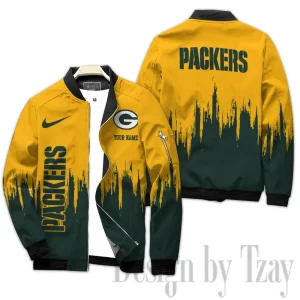 Green Bay Packers Full Zip Bomber Jacket For Men AZCBJ292