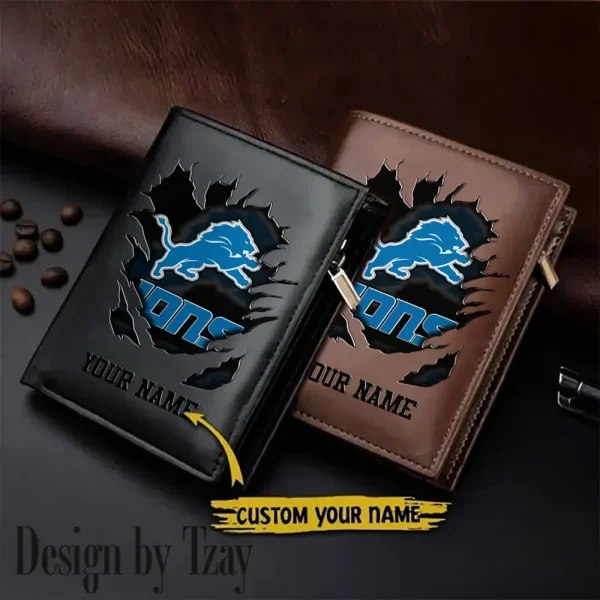 Detroit Lions Men Wallet Pu Leather Gift Purse SPTLVW1125