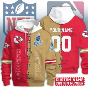 Kansas City Chiefs x Kansas City Royals Premium 3D Mixed Color Hoodie - Best Gifts For Fans AZHD1253
