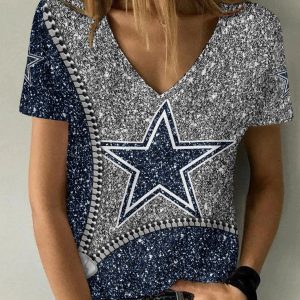 Dallas Cowboys Personalized V-neck Women T-shirt BG672