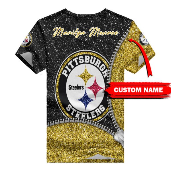 Pittsburgh Steelers Personalized V-neck Women T-shirt BG676 - Image 2