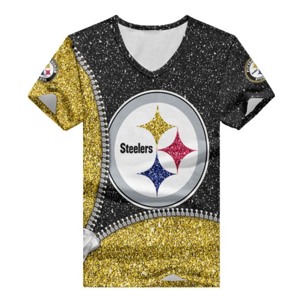 Pittsburgh Steelers Personalized V-neck Women T-shirt BG676 - Image 3