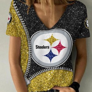 Pittsburgh Steelers Personalized V-neck Women T-shirt BG676