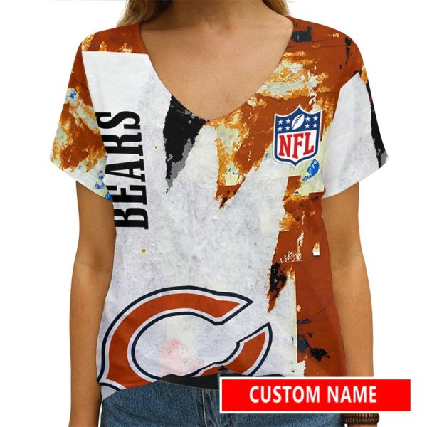 Chicago Bears Personalized V-neck Women T-shirt AGCWTS366