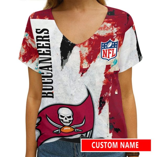 Tampa Bay Buccaneers Personalized V-neck Women T-shirt AGCWTS367