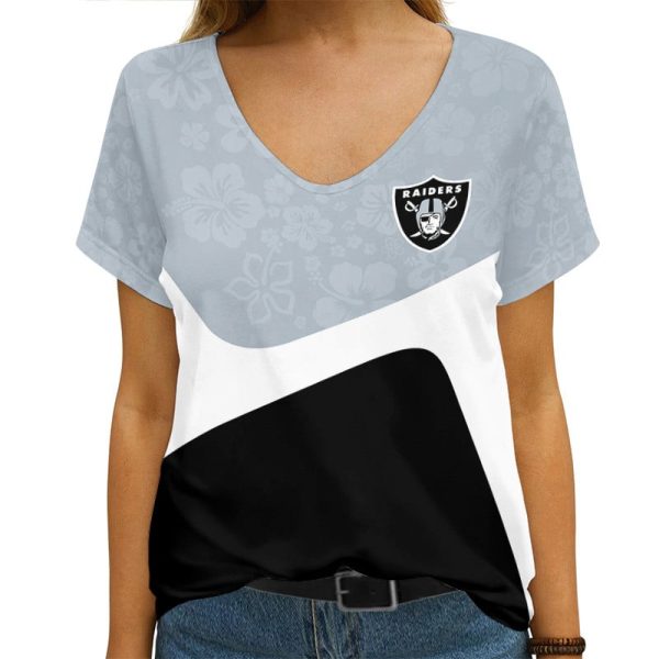Las Vegas Raiders V-neck Women T-shirt AGCWTS397 - Image 3