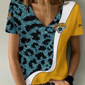 Jacksonville Jaguars Personalized V-neck Women T-shirt AGCWTS398