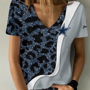 Dallas Cowboys Personalized V-neck Women T-shirt AGCWTS400