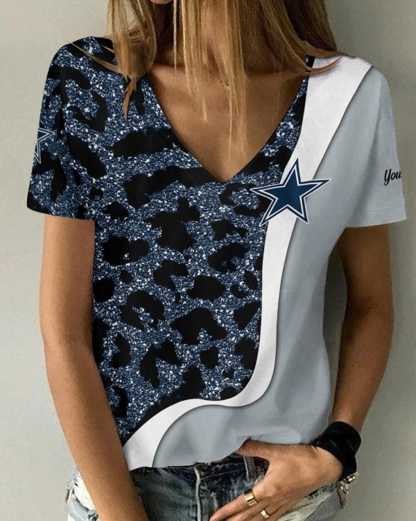 Dallas Cowboys Personalized V-neck Women T-shirt AGCWTS400