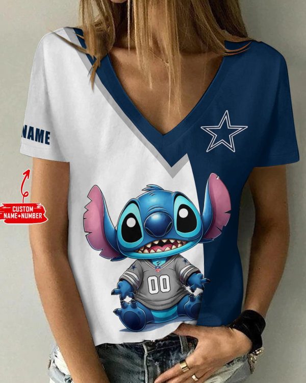 Dallas Cowboys Personalized V-neck Women T-shirt AGCWTS735