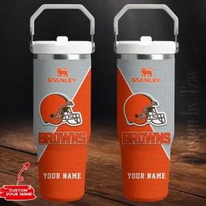 Cleveland Browns Portable Car Cup Stainless Steel 304 Tumbler Water Bottle 30oz AZFST366