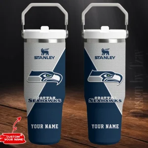 Seattle Seahawks Portable Car Cup Stainless Steel 304 Tumbler Water Bottle 30oz AZFST387