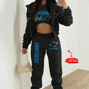 Carolina Panthers Personalized Women Sporty Streetwear Set SPTWAL3PS198