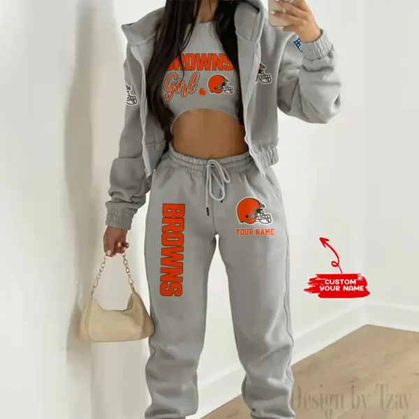 Cleveland Browns Personalized Women Sporty Streetwear Set SPTWAL3PS201 - Image 2
