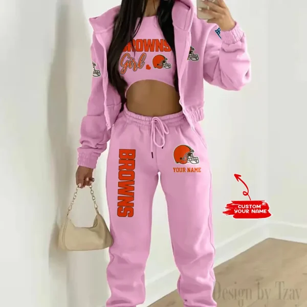 Cleveland Browns Personalized Women Sporty Streetwear Set SPTWAL3PS201 - Image 6