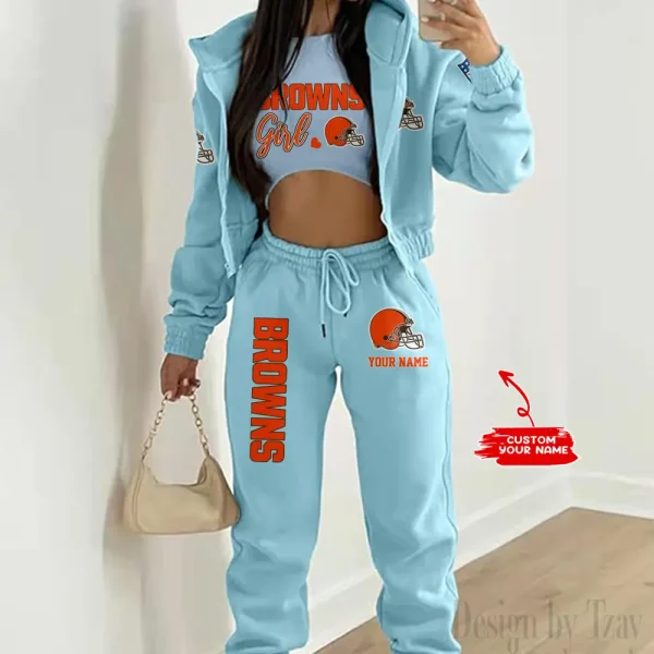 Cleveland Browns Personalized Women Sporty Streetwear Set SPTWAL3PS201 - Image 8