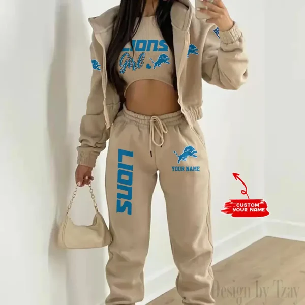 Detroit Lions Personalized Women Sporty Streetwear Set SPTWAL3PS204 - Image 4
