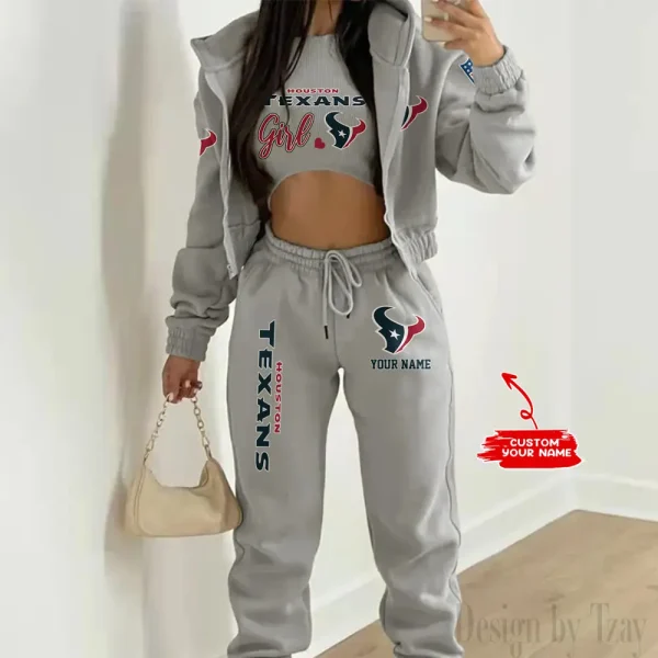 Houston Texans Personalized Women Sporty Streetwear Set SPTWAL3PS206 - Image 2