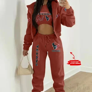Houston Texans Personalized Women Sporty Streetwear Set SPTWAL3PS206