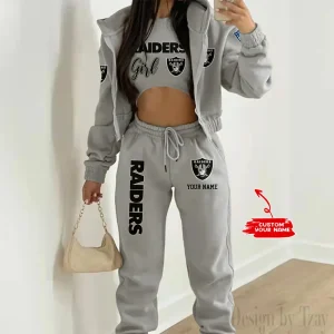 Las Vegas Raiders Personalized Women Sporty Streetwear Set SPTWAL3PS210