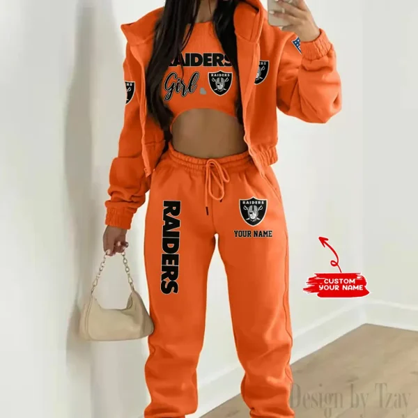 Las Vegas Raiders Personalized Women Sporty Streetwear Set SPTWAL3PS210 - Image 3