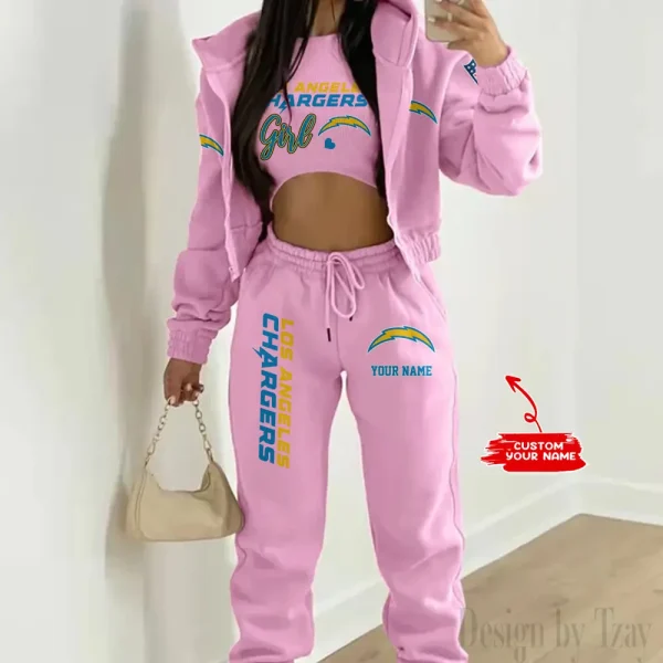 Los Angeles Chargers Personalized Women Sporty Streetwear Set SPTWAL3PS211 - Image 3