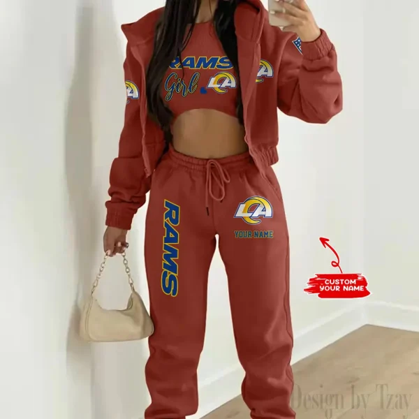 Los Angeles Rams Personalized Women Sporty Streetwear Set SPTWAL3PS212 - Image 3