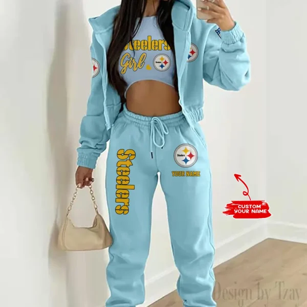 Pittsburgh Steelers Personalized Women Sporty Streetwear Set SPTWAL3PS220 - Image 5