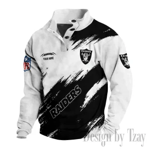 Las Vegas Raiders Buttoned Collar Sweatshirt New Design 2025 S9DBSCH2173