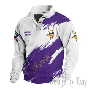 Minnesota Vikings Buttoned Collar Sweatshirt New Design 2025 S9DBSCH2177