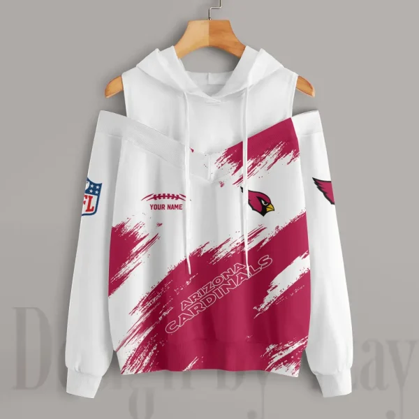 Arizona Cardinals Chic Off Shoulder Casual Hoodie S9CSH065 - Image 3