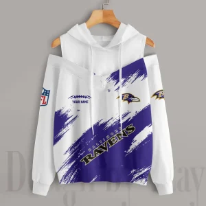 Baltimore Ravens Chic Off Shoulder Casual Hoodie S9CSH067