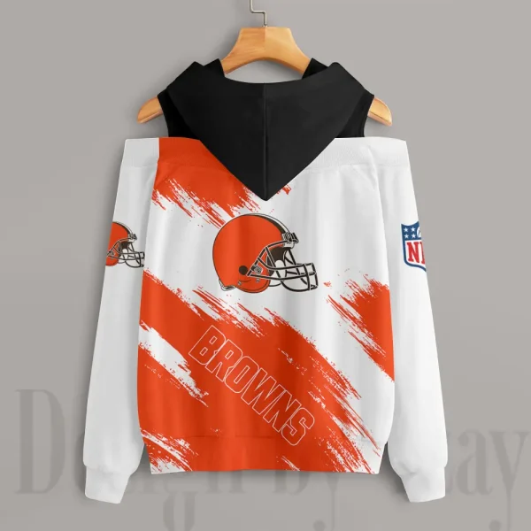 Cleveland Browns Chic Off Shoulder Casual Hoodie S9CSH072 - Image 2