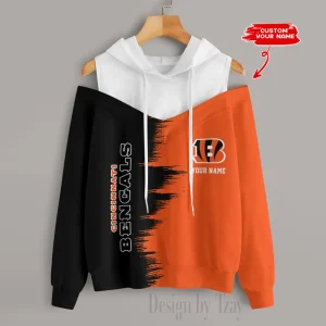 Cincinnati Bengals Chic Off Shoulder Casual Hoodie S9CSH039