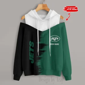 New York Jets Chic Off Shoulder Casual Hoodie S9CSH057