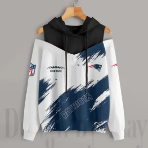 New England Patriots Chic Off Shoulder Casual Hoodie S9CSH086
