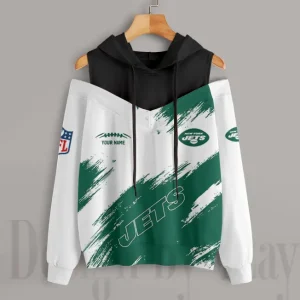 New York Jets Chic Off Shoulder Casual Hoodie S9CSH089