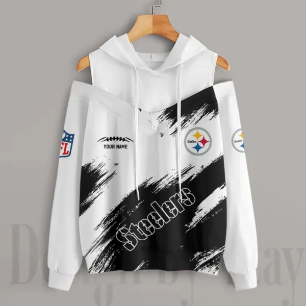 Pittsburgh Steelers Chic Off Shoulder Casual Hoodie S9CSH091 - Image 2