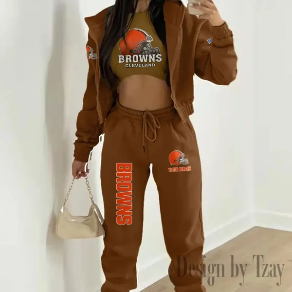 Cleveland Browns Personalized Women Sporty Streetwear Set SPTWAL3PS233 - Image 3
