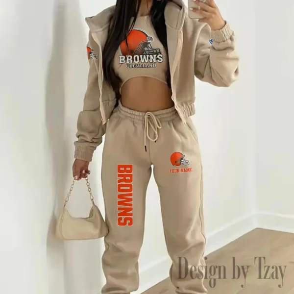 Cleveland Browns Personalized Women Sporty Streetwear Set SPTWAL3PS233 - Image 4