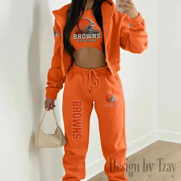 Cleveland Browns Personalized Women Sporty Streetwear Set SPTWAL3PS233 - Image 7