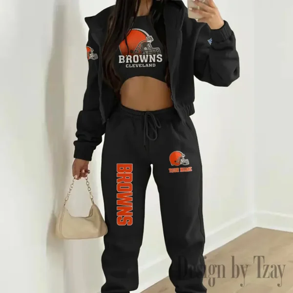 Cleveland Browns Personalized Women Sporty Streetwear Set SPTWAL3PS233 - Image 8