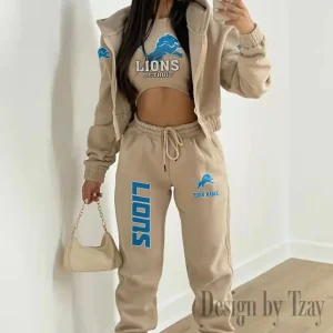 Detroit Lions Personalized Women Sporty Streetwear Set SPTWAL3PS236