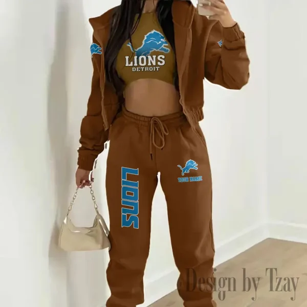 Detroit Lions Personalized Women Sporty Streetwear Set SPTWAL3PS236 - Image 6