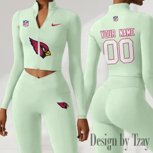 Arizona Cardinals Women Activewear Set 2 Piece Crop Jacket and High Waist Leggings SPTZSTW199
