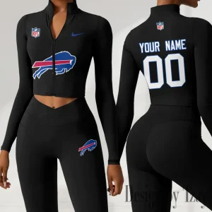Buffalo Bills Women Activewear Set 2 Piece Crop Jacket and High Waist Leggings SPTZSTW202