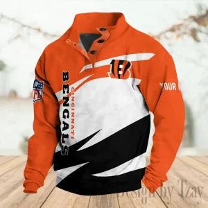 Cincinnati Bengals Buttoned Collar Sweatshirt New Design 2025 S9DBSCH2195